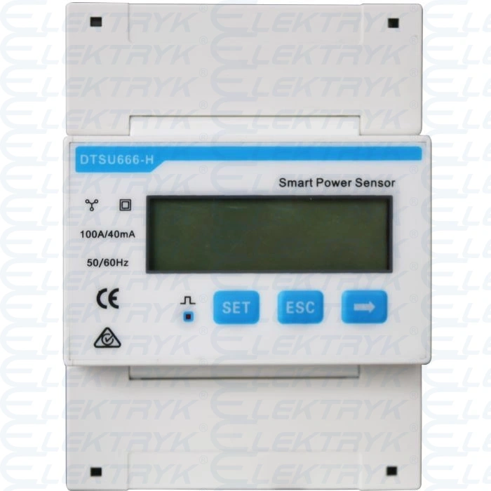 DTSU666-H_250 Licznik energii, 3-fazowy, 3p4w, wyświetlacz LCD, pomiar przez przekładniki do 250A, komunikacja RS485, montaż na szynie TH