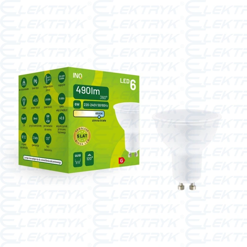 INQ LED 6 GU10 6W 6500K 490lm