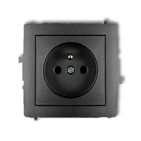 DECO czarny mat Mechanizm gniazda pojedynczego z uziemieniem 2P+Z