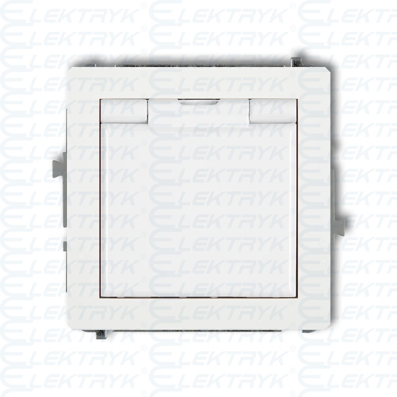 DGPB-1Z Mechanizm gniazda bryzgoszczelnego 2P+Z (klapka biała) DECO biel