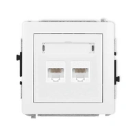 DECO Mechanizm gniazda komputerowego podwójnego 2xRJ45, kat. 5e, 8-stykowy biały