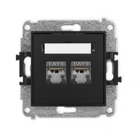 MINI czarny mat Mechanizm gniazda komputerowego podwójnego 1xRJ45, kat. 6, 8-stykowy