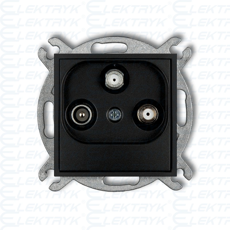 MINI czarny mat Mechanizm gniazda abonenckiego 2 wyjścia SAT + TV