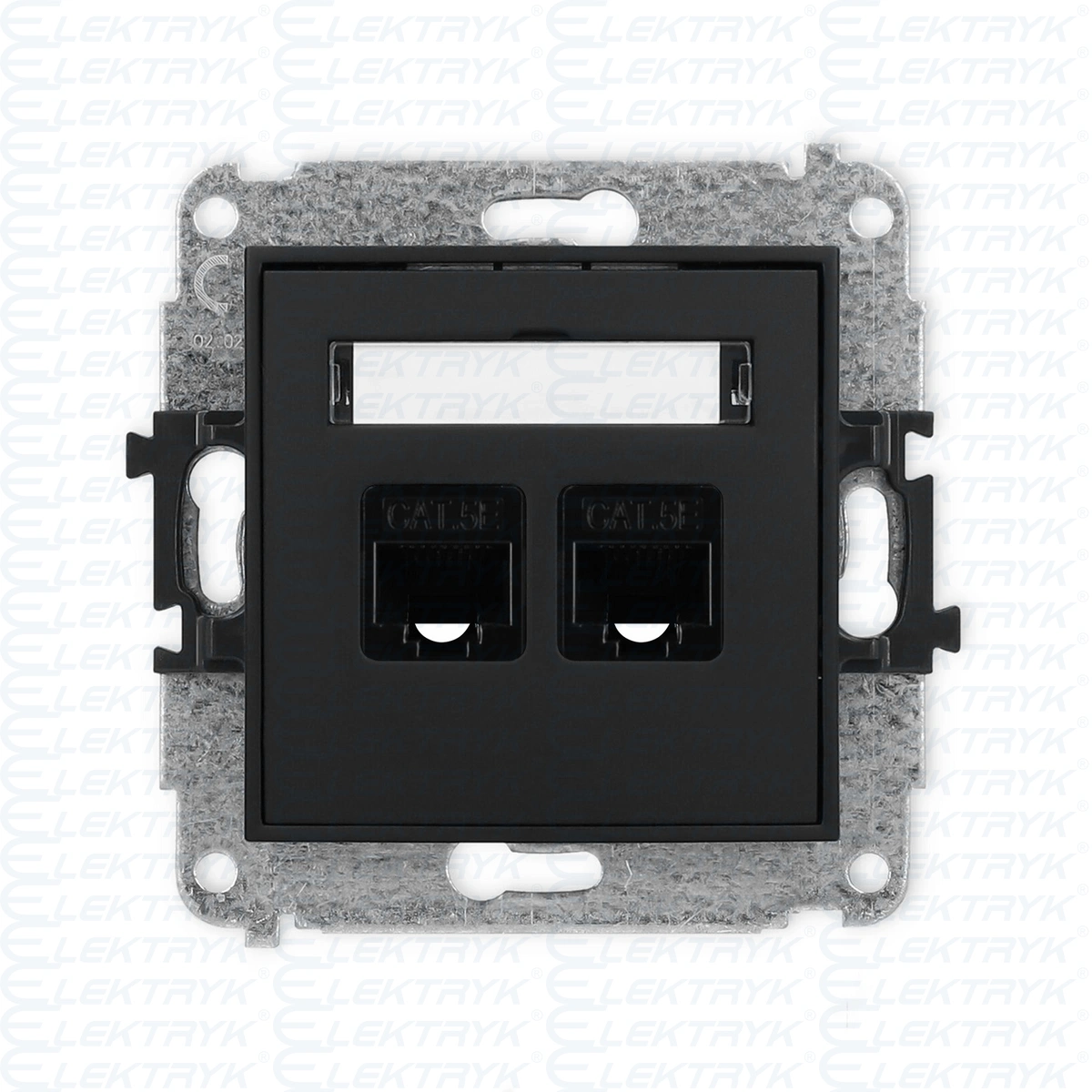 MINI czarny mat Mechanizm gniazda komputerowego podwójnego 2xRJ45, kat. 5e, 8-stykowy