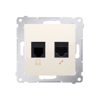 Gniazdo komputerowe RJ45 kategoria 5e + telefoniczne RJ12, (moduł), kremowy