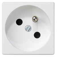 Gniazdo wtyczkowe pojedyncze, K45, z bolcem uziemiającym, 16A, 250V, szybkozłącza, 45×45mm, czysta biel