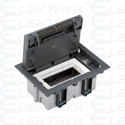 Puszka podłogowa, SF, prostokątna, 2×K45, 1×CIMA, 70mm÷105mm, IK08, szary