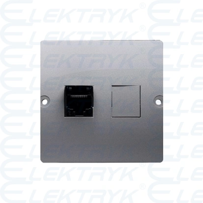 Gniazdo komputerowe pojedyncze RJ45 kategoria 5e, (moduł), inox, metalizowany