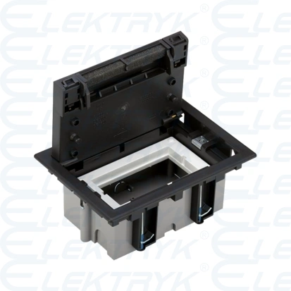 Puszka podłogowa, SF, prostokątna, 2×K45, 1×CIMA, 70mm÷105mm, IK08, szary grafit