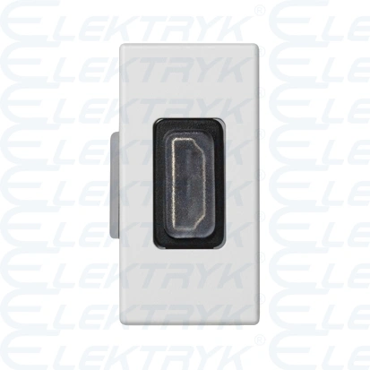Płytka, K45, adapter HDMI-HDMI, 45×22,5mm, czysta biel