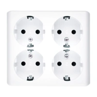 Gniazdo wtyczkowe poczwórne z uziemieniem typu Schuko z przesłonami torów prądowych - wersja skandynawska, (kompletny produkt), 16A, 250V, zaciski śrubowe, biały