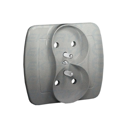 Gniazdo wtyczkowe podwójne z uziemieniem, aluminiowy, metalizowany, 16A