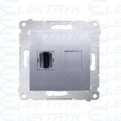 Gniazdo HDMI pojedyncze, srebrny mat, metalizowany