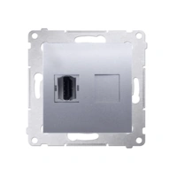 Gniazdo HDMI pojedyncze, srebrny mat, metalizowany