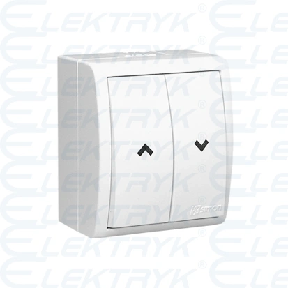 Przycisk żaluzjowy bryzgoszczelny, IP54, 0AX, zaciski śrubowe, biały