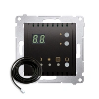 Regulator temperatury z wyświetlaczem z czujnikiem zewnętrznym (sonda), antracyt, metalizowany