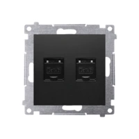Gniazdo komputerowe podwójne RJ45 kategoria 6, z przesłoną przeciwkurzową, (moduł), czarny mat