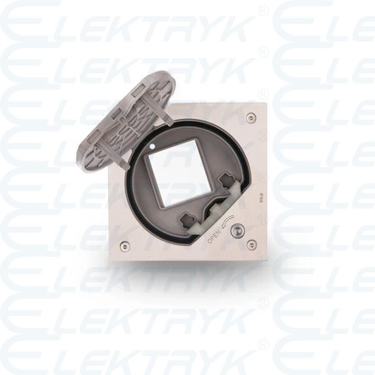 Wkład puszki podłogowej, KSE IP66, IK07, pusty na jeden moduł K45 z zamkiem z zamkiem na klucz imbusowy, stal nierdzewna