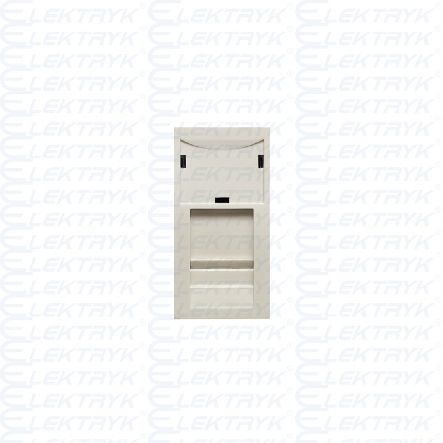 Gniazdo komputerowe pojedyncze z etykietą 22,5mmx45mm, RJ45, kat 6 ekranowane, białe, Kos 45