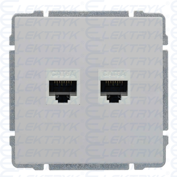 Gniazdo komputerowe podwójne 2xRJ45, bez ramki, kat. 5e, nieekranowane, białe, Kos 66
