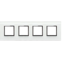 DANTE ramka poczwórna, białe szkło, redukcja CHROME