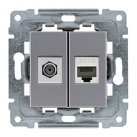 454170 Gniazdo złącze TV żeńskie typ F + RJ45 kat. 5e, bez ramki