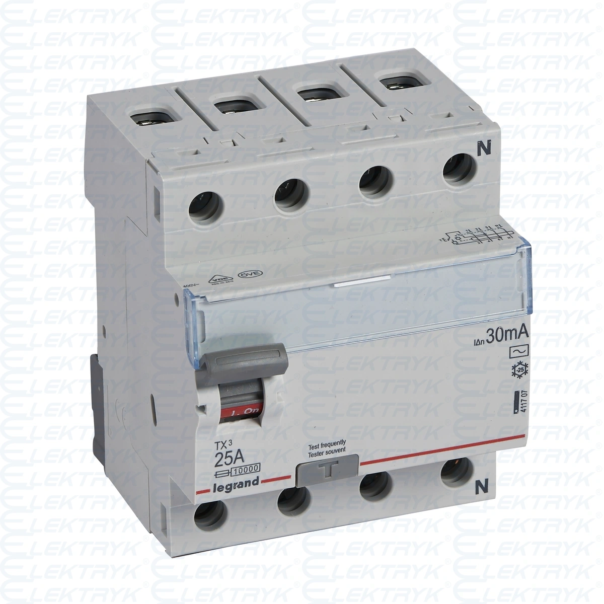 411707 Wyłącznik różnicowo-prądowy P304 4P 25A 30mA AC TX3