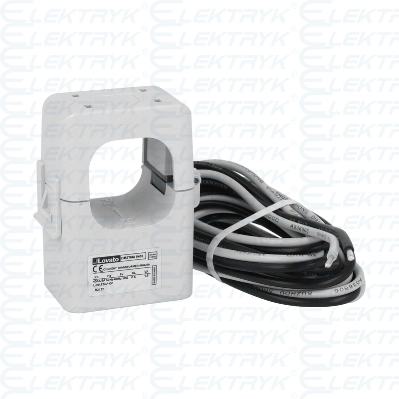 DM2TMA0400 Przekładnik prądowy 400/5A, otwierany, otwór 36x36mm, przewody długości 1m