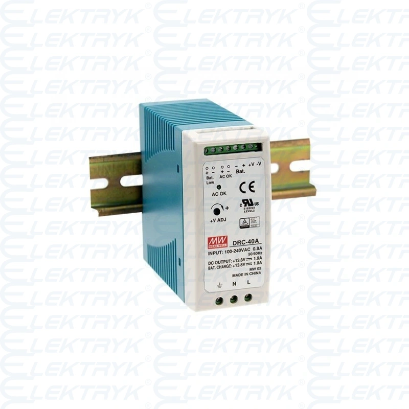 DRC-40A Zasilacz: impulsowy; buforowy; 40,02W; 13,8VDC; 13,8VDC; 1,9A; 300g