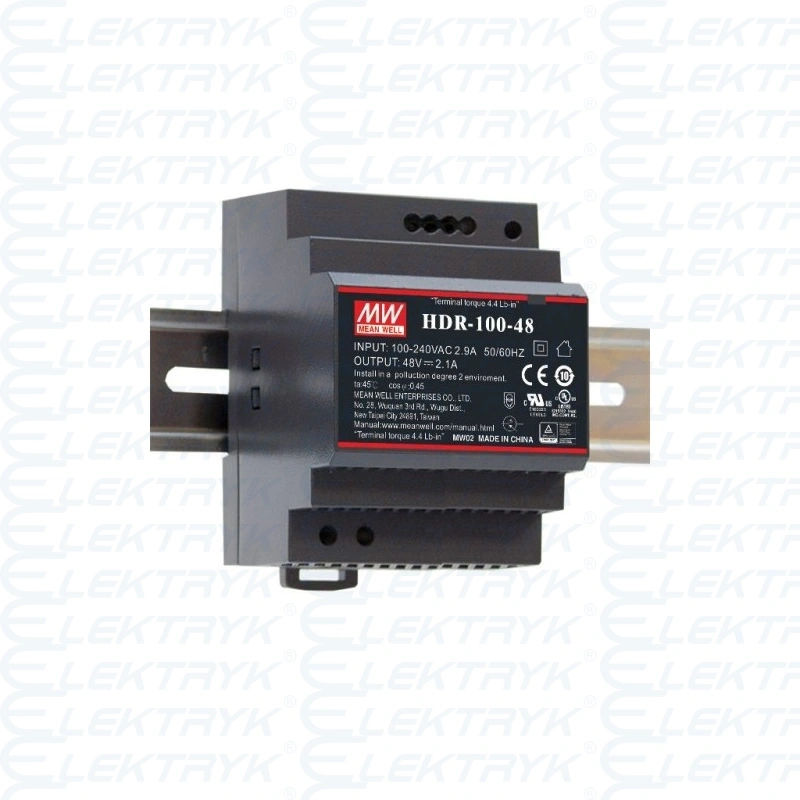 HDR-100-24 Zasilacz: impulsowy; 92W; 24VDC; 24÷25,5VDC; 3,83A; 85÷264VAC; 270g