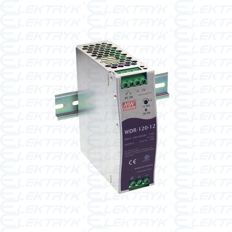WDR-120-12 Zasilacz: impulsowy; 120W; 12VDC; 12÷15VDC; 10A; 180÷550VAC