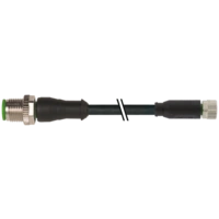 7000-40581-6210030 Konektor M12 męski, prosty - M8 żeński, prostyPUR-OB 4x0,25 czarny, 0,3m