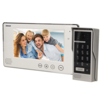 Zestaw wideodomofonowy bezsłuchawkowy, kolor,  LCD 7", z szyfratorem, natynkowy, biały, CRUX