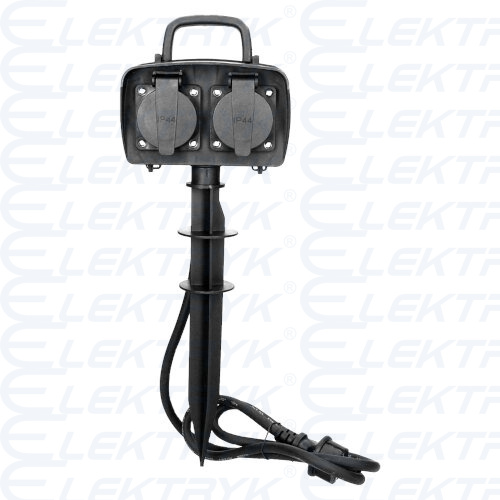Gniazdo ogrodowe 2x2P+Z, 2300W, IP44, przewód 1,5m H07RN-F 3G1,5mm2