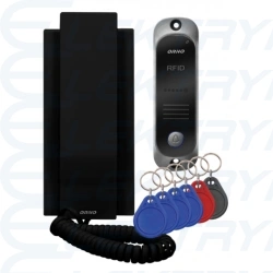 Zestaw domofonowy jednorodzinny z interkomem i czytnikiem breloków zbliżeniowych, biały AVIOR