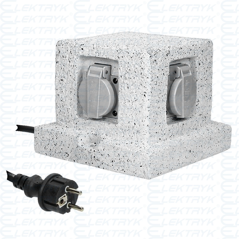 Gniazdo ogrodowe słupek, kabel gumowy H07RN-F4X2P+Z, 3X1,5MM2, 3M