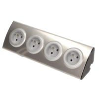 Gniazdo meblowe kuchenne 4x2P+Z, montaż na rzepy, INOX