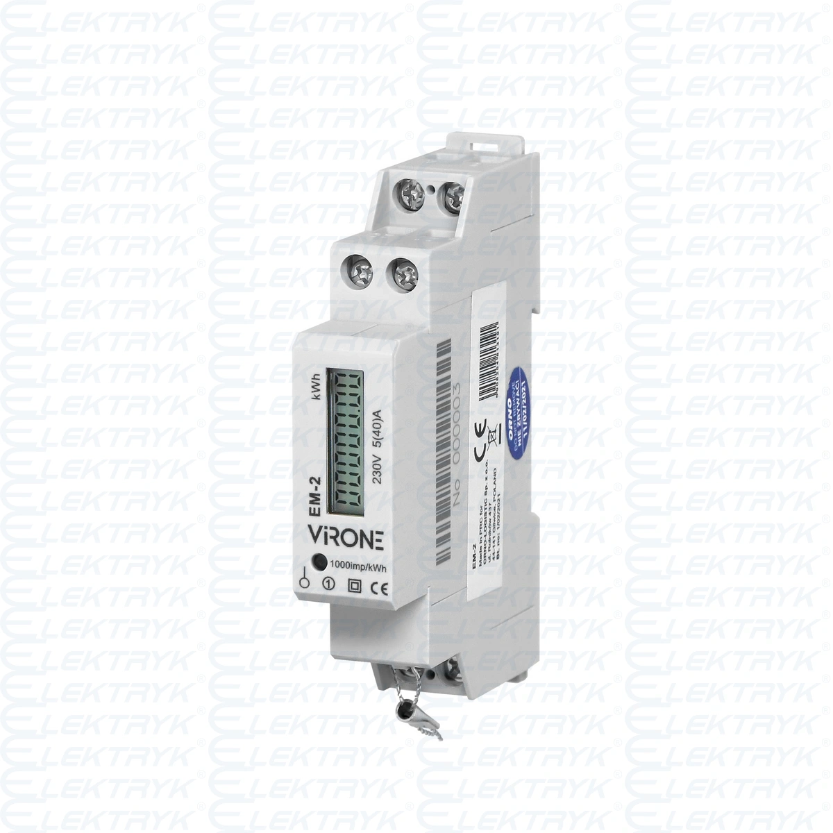 Licznik 1-fazowy wskaźnik zużycia energii elektrycznej, 40A, wyjście impulsowe, 1 moduł, DIN TH-35mm (or-we)