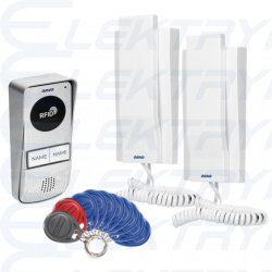 Zestaw domofonowy 2-rodzinny z interkomem, natynkowy z czytnikiem breloków, MIZAR MULTI