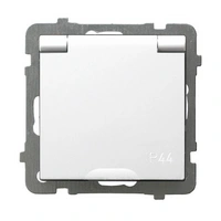 AS Gniazdo bryzgoszczelne z uziemieniem IP-44 wieczko biel GPH-1GZ/m/00/w