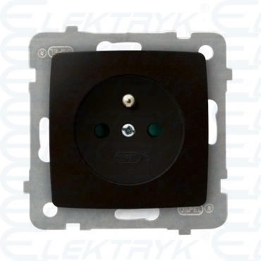 KARO Gniazdo z uziemieniem i porzesłonami Czekoladowy metalik