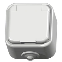 DELFINA Gniazdo pojedyncze z uziemieniem wieczko w kolorze wyrobu IP44 Biały