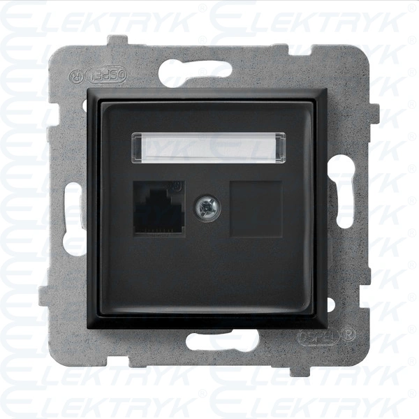 ARIA Gniazdo komputerowe pojedyncze, kat. 5e Czarny metalik