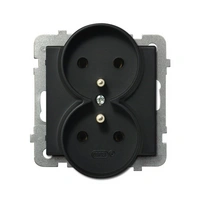 SONATA gniazdo podwójne z uziemieniem CZARNY METALIK