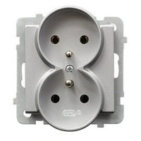 SONATA gniazdo podwójne z uziemieniem SREBRNY METALIK