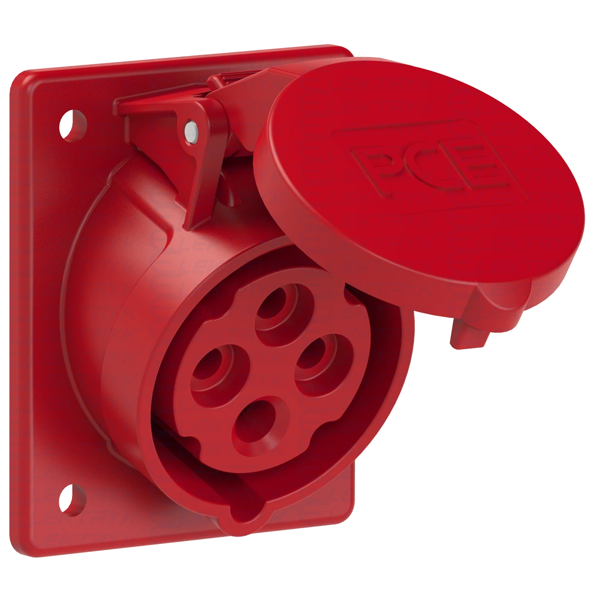 Gniazdo tablicowe skośne 16A 4P 400V /70x85/ czerwone IP44 TWIST 414-6