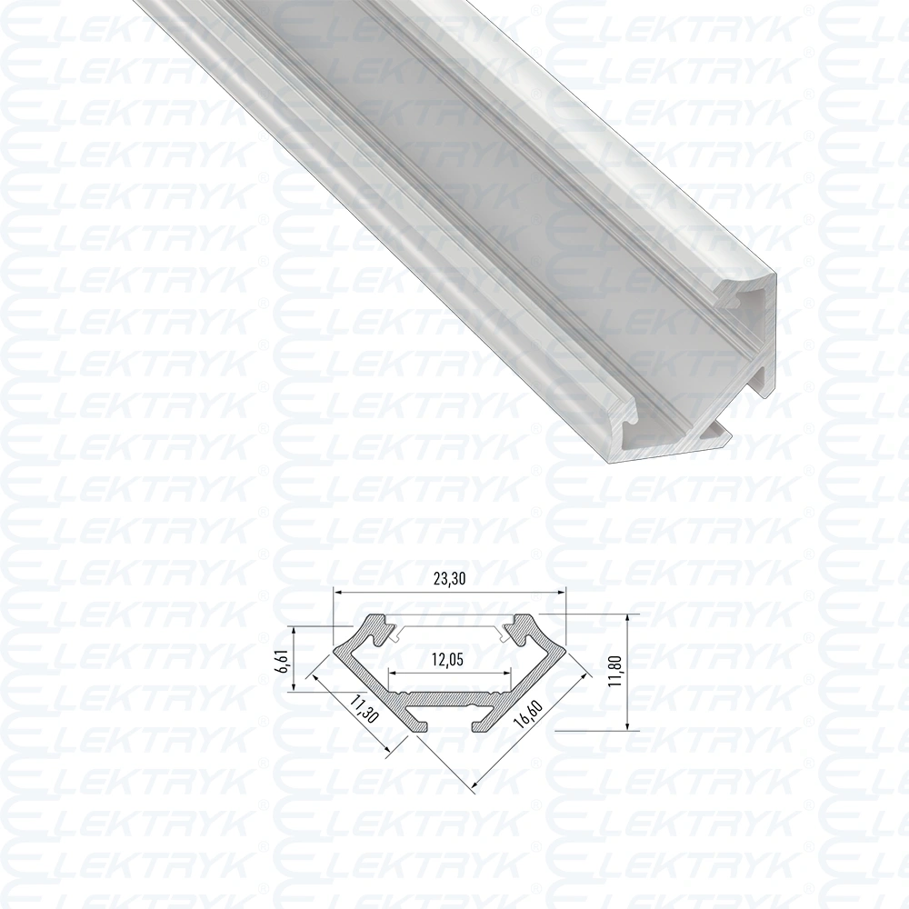 Profil LED PL-NZA-202-BL narożny 202cm biały klosz biały mleczny