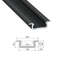 Profil LED Podtynkowy B (płytki), długość 202cm, aluminiowy, czarny anodowany PL-PTB-202-CA