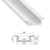 Profil LED Podtynkowy B (płytki), długość 202cm, aluminiowy, biały lakierowany  PL-PTB-202-BL