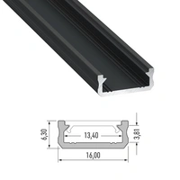PROFIL LED NATYNKOWY TYP NTD (płytki), 202cm, ALUMINIOWY, CZARNY ANODOWANY